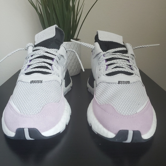 White, Purple, Black and Grey Adidas Nite Joggers - Picture 3 of 4